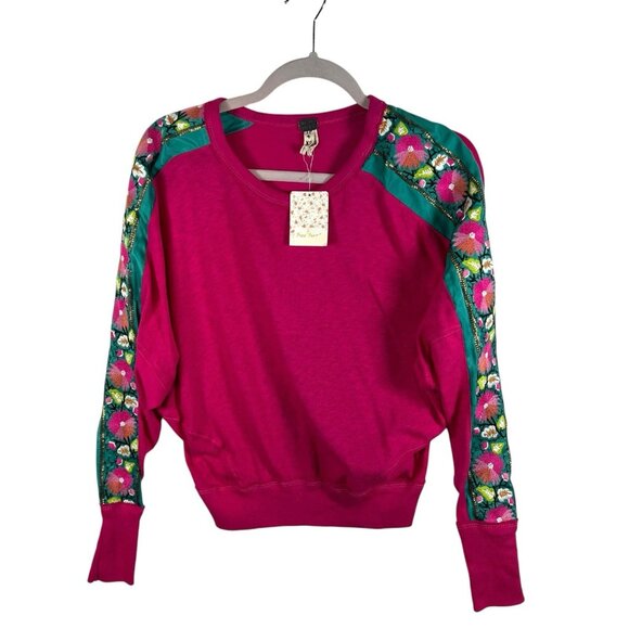 We The Free Wallflower Pullover Sweater Pink Size XS NWT Boho Embroidered Color - Picture 1 of 7